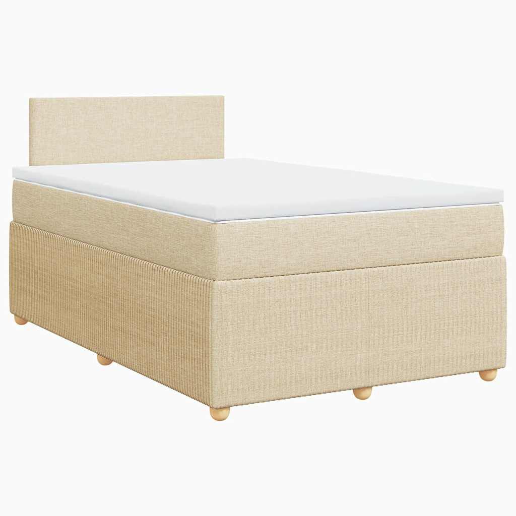vidaXL Κρεβάτι Boxspring με Στρώμα Κρεμ 120x200 εκ. Υφασμάτινο