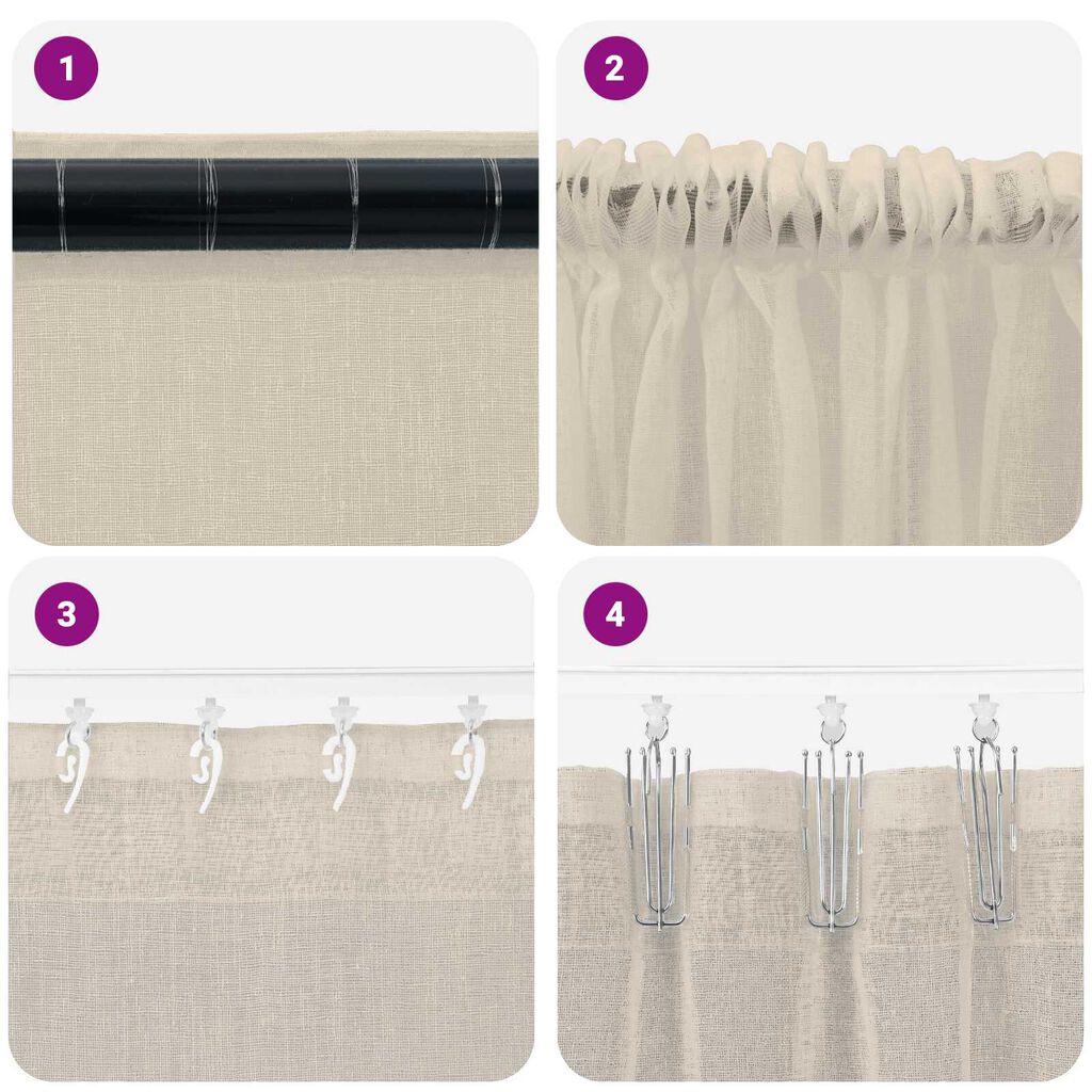 vidaXL Κουρτίνες με κουρτίνες 2 pcs Άμμος 140 x 225 cm Πολυεστέρας