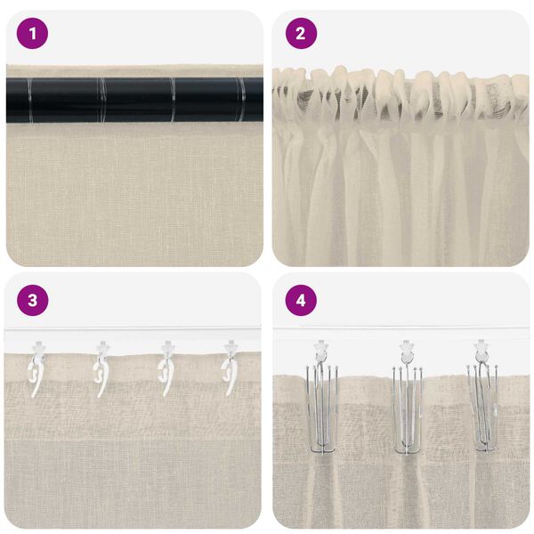 vidaXL Κουρτίνες με κουρτίνες 2 pcs Άμμος 140 x 225 cm Πολυεστέρας