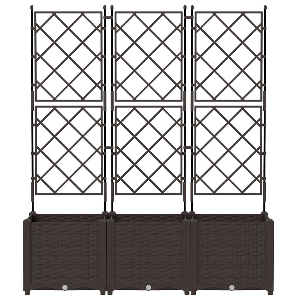 vidaXL Γλάστρα Κηπουρικής με Πλέκτη 3 τεμ Καφέ 120x40x143 εκ.