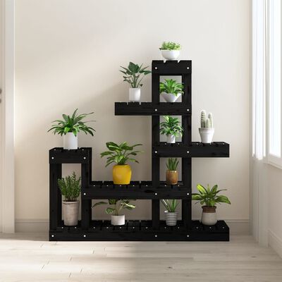 vidaXL Βάση Γλάστρας Μαύρο 92x25x97 εκ. από Μασίφ Ξύλο Πεύκου