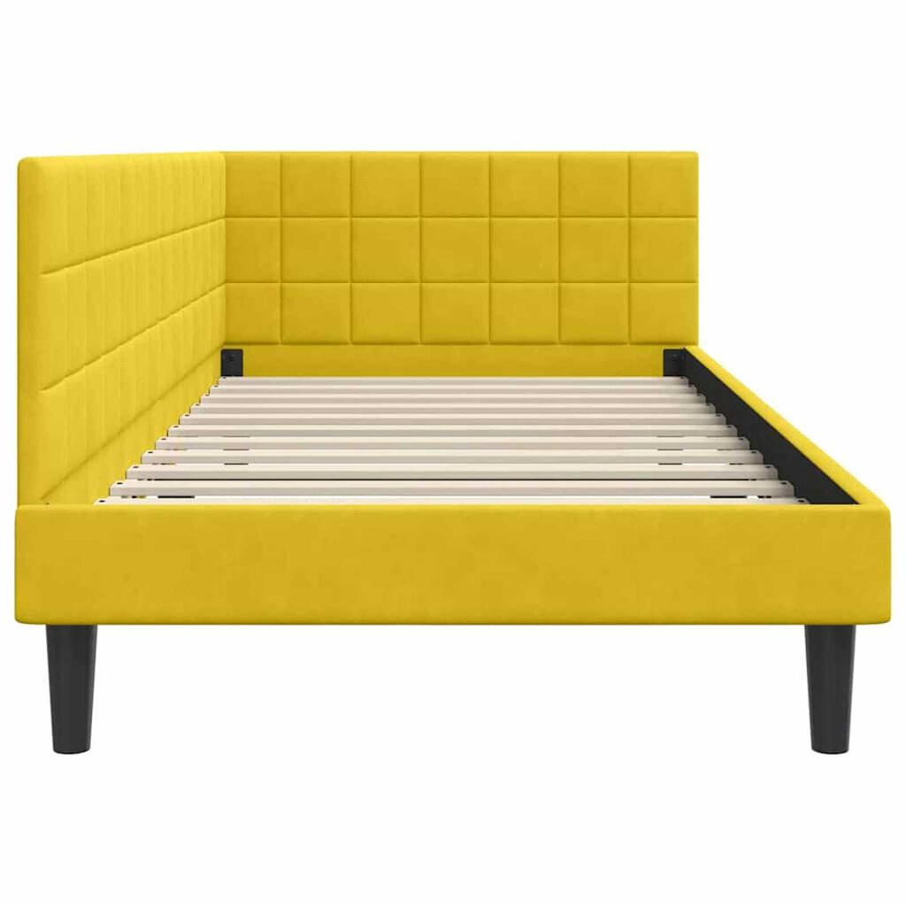 vidaXL Κρεβάτι Γωνίας με κεφαλάρι Κίτρινο 90 x 190 cm Βελούδο