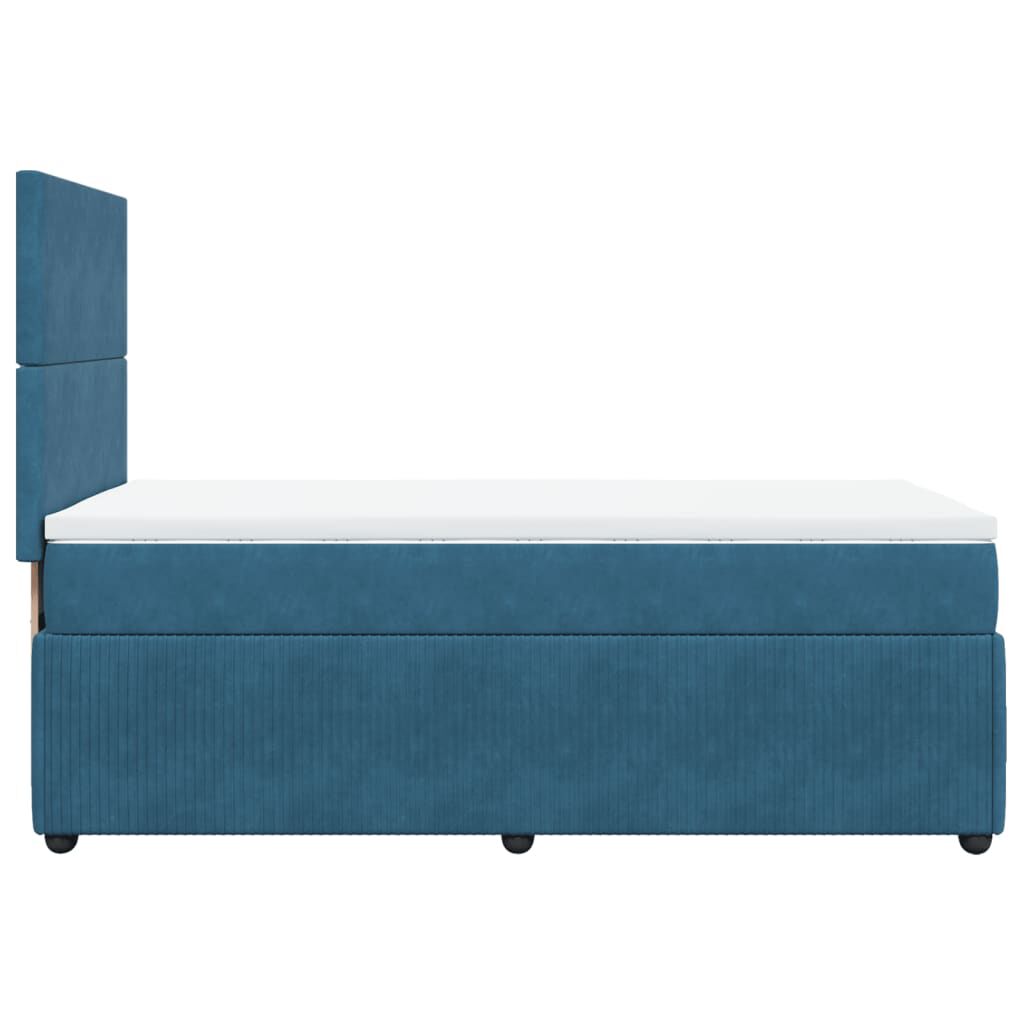 vidaXL Κρεβάτι Boxspring με Στρώμα Μπλε 100x200 εκ. Βελούδινο