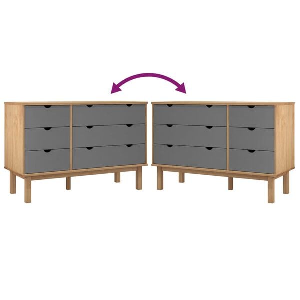 vidaXL Συρταριέρα OTTA Καφέ & Γκρι 111x43x73,5 εκ. Μασίφ Ξύλο Πεύκου