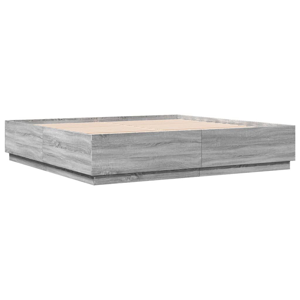 vidaXL Πλαίσιο Κρεβατιού με LED Γκρι sonoma 180x200εκ. Επεξ. Ξύλο