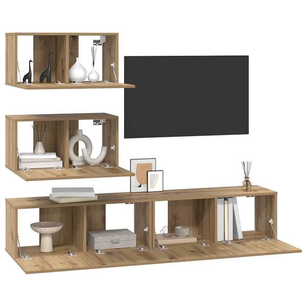 vidaXL Σετ επίπλου τηλεόρασης 4 pcs artisan δρυς Επεξεργασμένο ξύλο