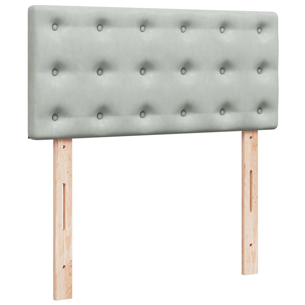 vidaXL Κρεβάτι Boxspring με Στρώμα Ανοιχτό Γκρι 90x200 εκ. Βελούδινο
