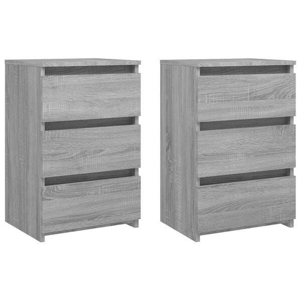 vidaXL Κομοδίνα 2 τεμ. Γκρι Sonoma 40x35x62,5 εκ. Επεξεργασμένο Ξύλο