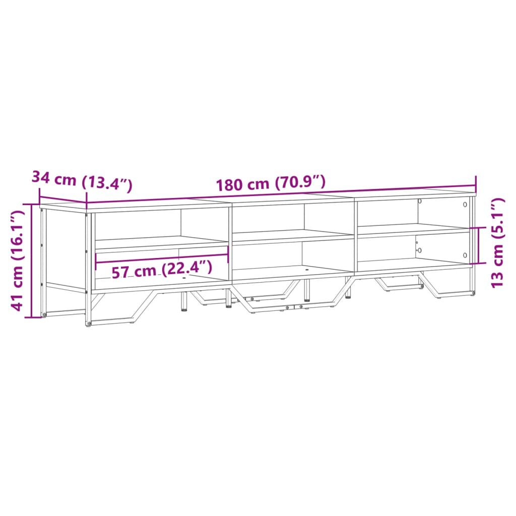 vidaXL Έπιπλο Τηλεόρασης Γκρι Sonoma 180x34x41 εκ. από Επεξεργ. Ξύλο