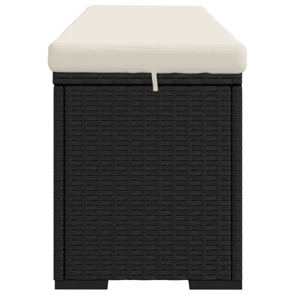 vidaXL Σκαμπό με Μαξιλάρι Μαύρο 110 x 30 x 40 εκ. από Συνθετικό Ρατάν