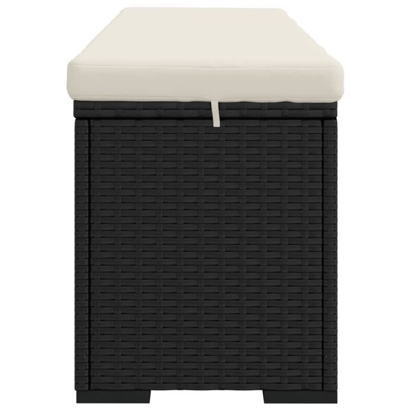 vidaXL Σκαμπό με Μαξιλάρι Μαύρο 110 x 30 x 40 εκ. από Συνθετικό Ρατάν