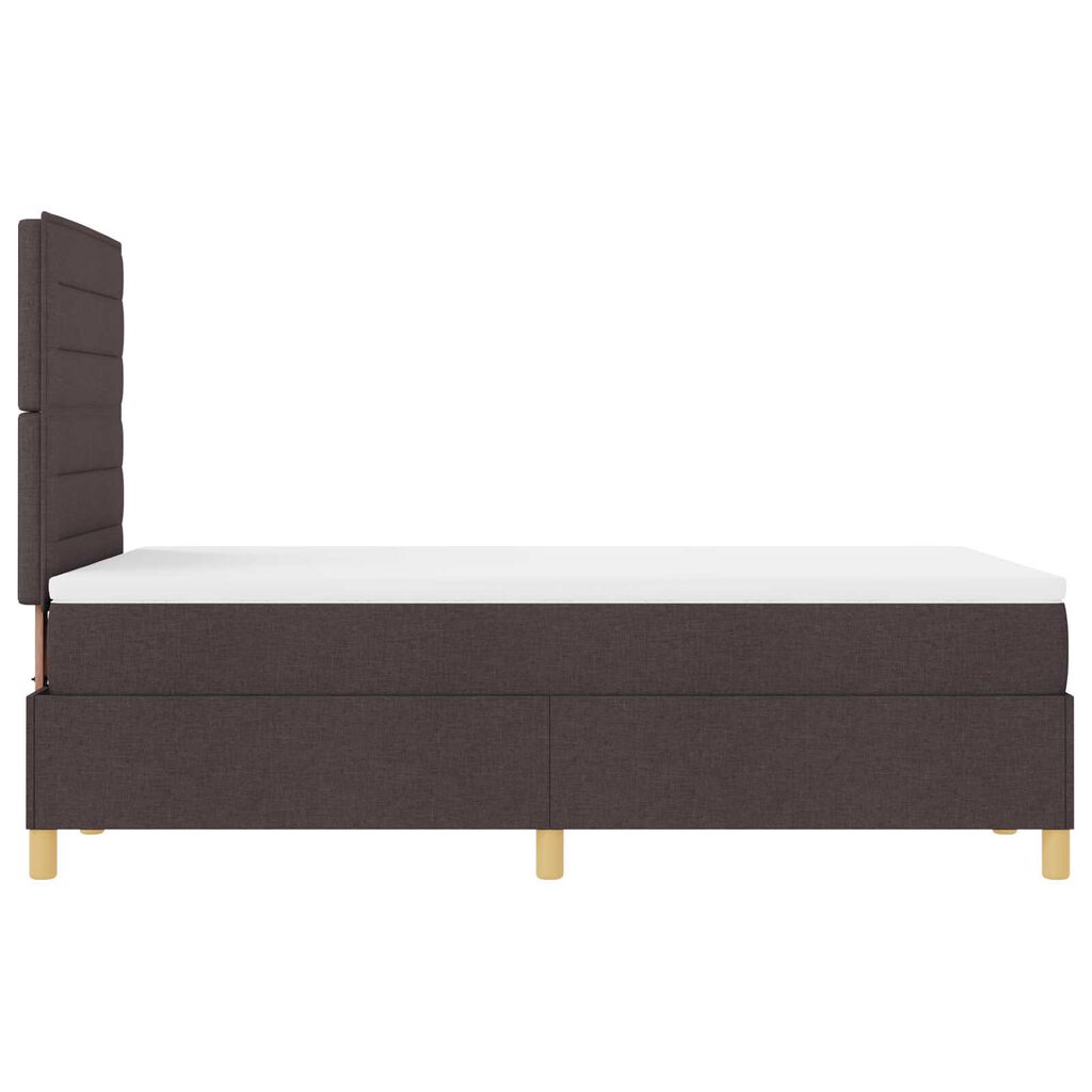 vidaXL Κρεβάτι Box Spring με Στρώμα & LED Σκούρο Καφέ 120x200 εκ Ύφασμα