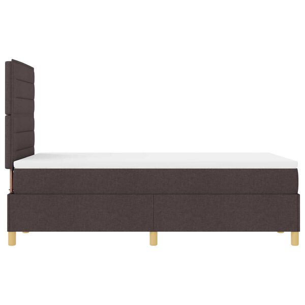 vidaXL Κρεβάτι Box Spring με Στρώμα & LED Σκούρο Καφέ 120x200 εκ Ύφασμα