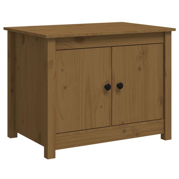 vidaXL Τραπεζάκι Σαλονιού Καφέ Μελί 71 x 49 x 55 εκ. Μασίφ Ξύλο Πεύκου