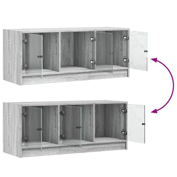 vidaXL Έπιπλο Τηλεόρασης Sonoma Γκρι 102x37x42 εκ. με Γυάλινες Πόρτες
