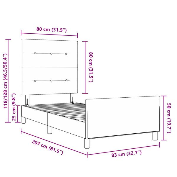 Κρεβάτι vidaXL Μαύρο 80x200 εκ Βελούδο