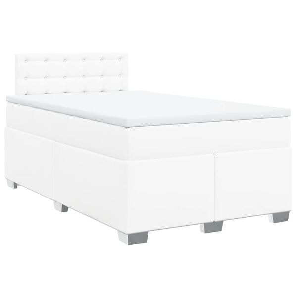 vidaXL Κρεβάτι Boxspring με Στρώμα Λευκό 120x200εκ.από Συνθετικό Δέρμα