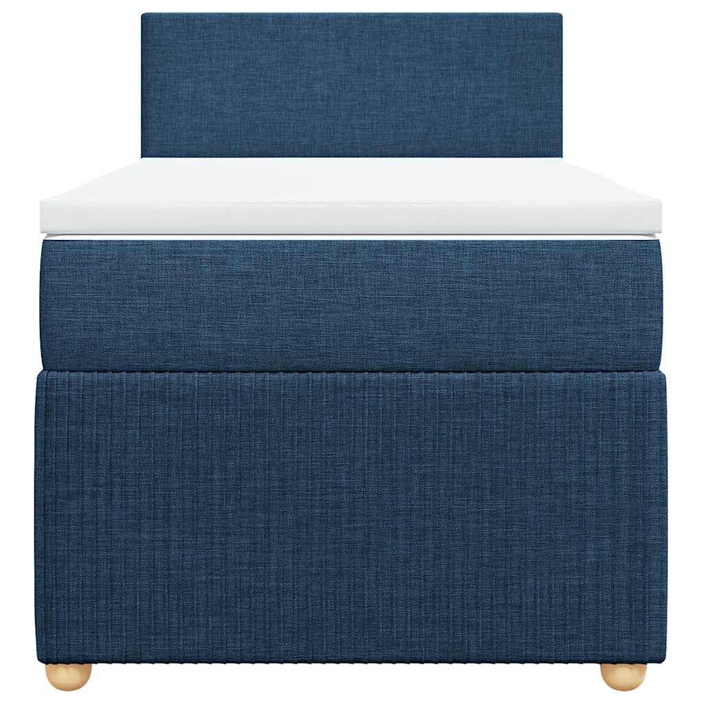 vidaXL Κρεβάτι Boxspring με Στρώμα Μπλε 90x200 εκ.Υφασμάτινο