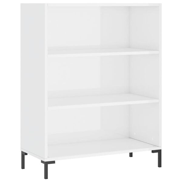 vidaXL Βιβλιοθήκη Γυαλιστερό Λευκό 69,5x32,5x90 εκ. Επεξεργασμένο Ξύλο