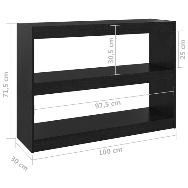 vidaXL Βιβλιοθήκη/Διαχωριστικό Χώρου Μαύρο 100x30x71,5 εκ. Ξύλο Πεύκου