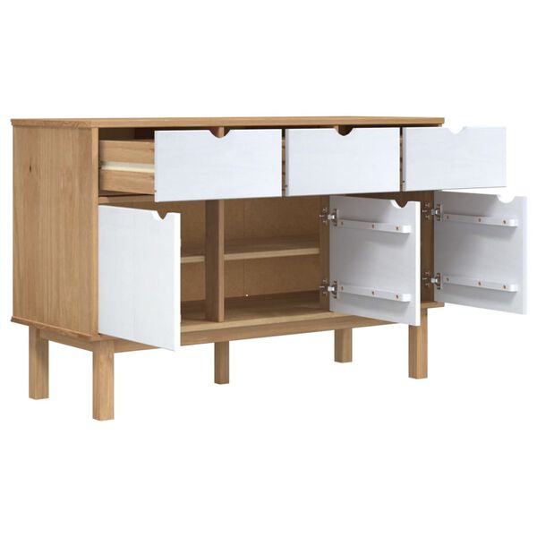 vidaXL Συρταριέρα OTTA Καφέ και Λευκό 114x43x73,5εκ. Μασίφ Ξύλο Πεύκου