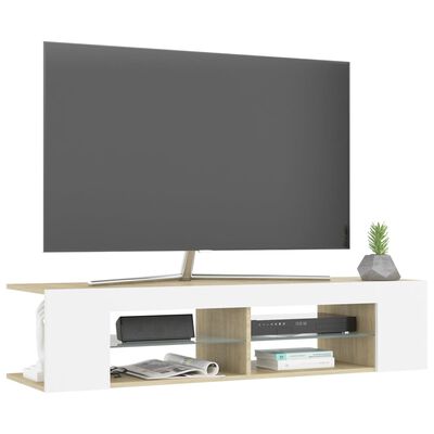 vidaXL Έπιπλο Τηλεόρασης με LED Λευκό/Sonoma Δρυς 135x39x30 εκ.