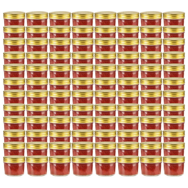 vidaXL Βάζα Μαρμελάδας 96 τεμ. 110 ml Γυάλινα με Χρυσά Καπάκια