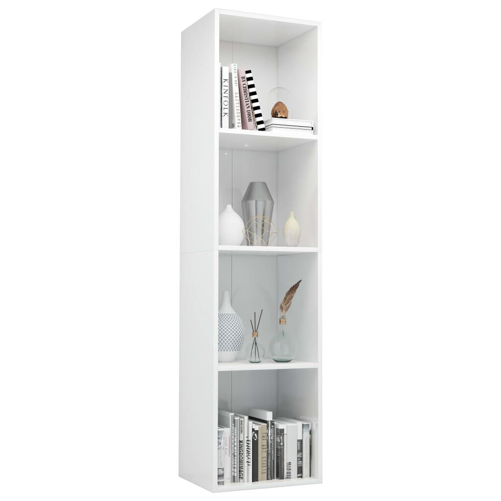 vidaXL Βιβλιοθήκη/Έπιπλο TV Γυαλιστερό Λευκό 36x30x143 εκ. Επεξ. Ξύλο