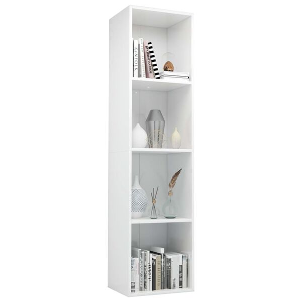 vidaXL Βιβλιοθήκη/Έπιπλο TV Γυαλιστερό Λευκό 36x30x143 εκ. Επεξ. Ξύλο
