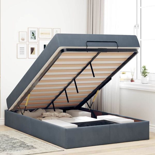 vidaXL Σκελετός Κρεβατιού με στρώμα Σκούρο γκρι 120 x 190 cm Βελούδο
