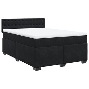 vidaXL Κρεβάτι Boxspring με Στρώμα Μαύρο 140x190 εκ. Βελούδινο