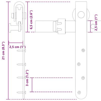 vidaXL Κιτ συρόμενης πόρτας γραφείου 213 cm από ανθρακούχο χάλυβα