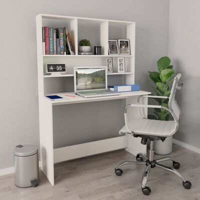vidaXL Γραφείο με Ράφια Λευκό 110 x 45 x 157 εκ. από Μοριοσανίδα