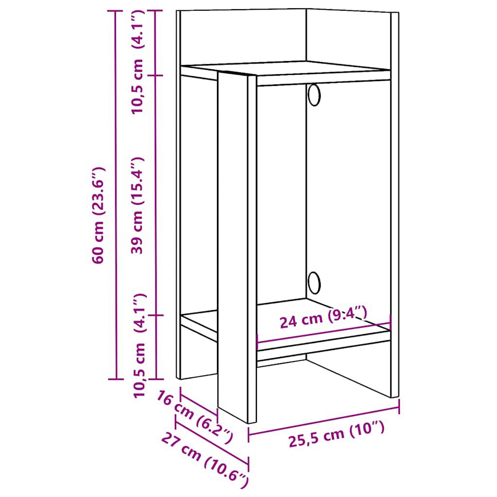 vidaXL Τραπεζάκι με ράφι Γκρι Σκυροδέματος 25,5x27x60 εκ.