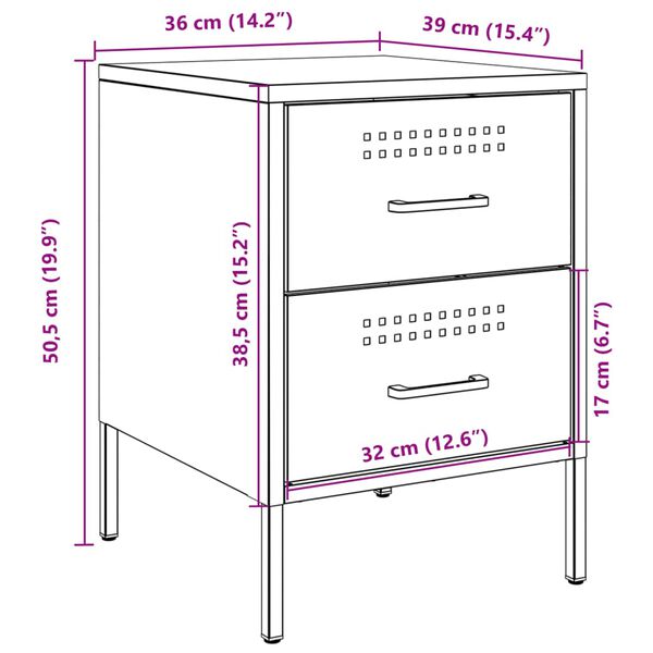 vidaXL Κομοδίνο Μουσταρδί 36x39x50,5 εκ. από Χάλυβα