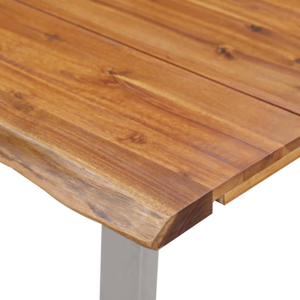 vidaXL Τραπεζαρία 140x80x75 εκ. Μασίφ Ξύλο Ακακίας / Ανοξείδωτο Ατσάλι