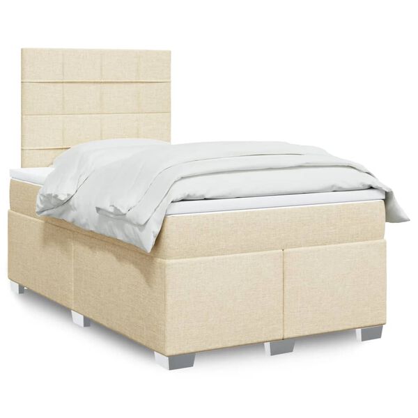 vidaXL &Kappa;&rho;&epsilon;&beta;ά&tau;&iota; Boxspring &mu;&epsilon; &Sigma;&tau;&rho;ώ&mu;&alpha; &Kappa;&rho;&epsilon;&mu; 120x190 &epsilon;&kappa;. &Upsilon;&phi;&alpha;&sigma;&mu;ά&tau;&iota;&nu;&omicron;
