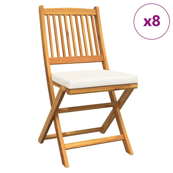 vidaXL Πτυσσόμενη Καρέκλα με μαξιλάρι 8 pcs Λευκό 49 x 57.5 x 92εκ