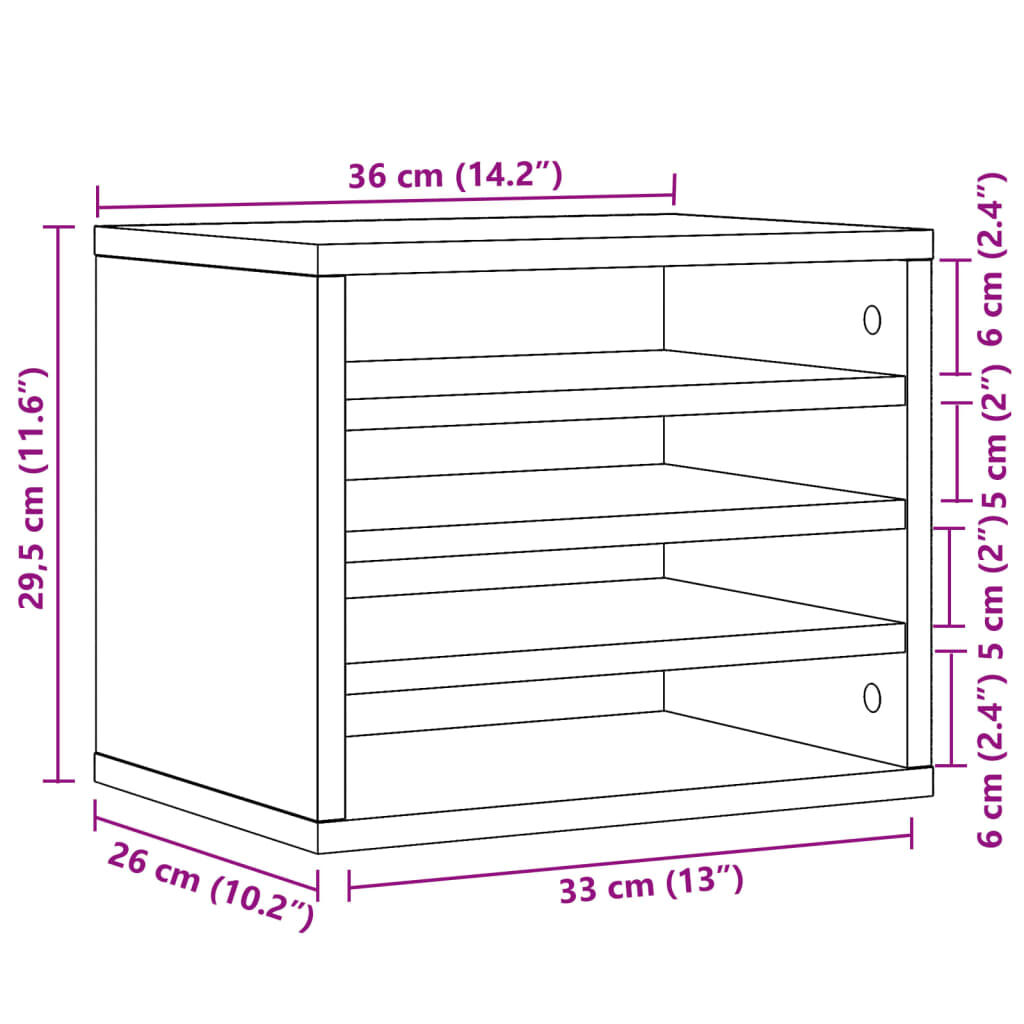 vidaXL Έπιπλο Οργάνωσης Γραφείου Γκρι Sonoma 36x26x29,5εκ Επεξ. Ξύλο