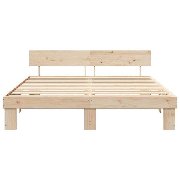 vidaXL Σκελετός Κρεβατιού Καφέ 200 x 200 cm Μασίφ ξύλο πεύκου