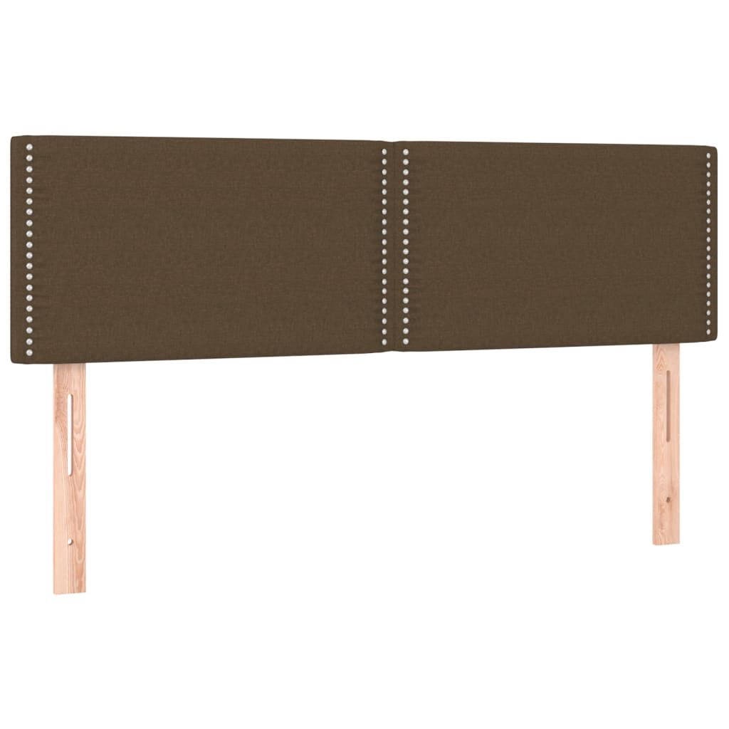 vidaXL Κρεβάτι Boxspring με Στρώμα & LED Σκ.Καφέ 140x190 εκ Υφασμάτινο