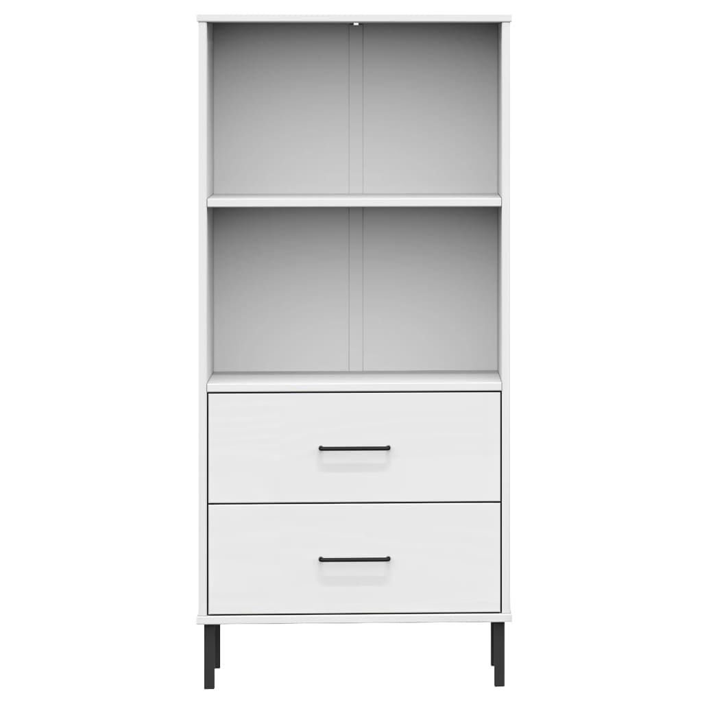vidaXL Βιβλιοθήκη OSLO με 2 Συρτάρια Λευκή 60x35x128,5 εκ. Μασίφ Ξύλο