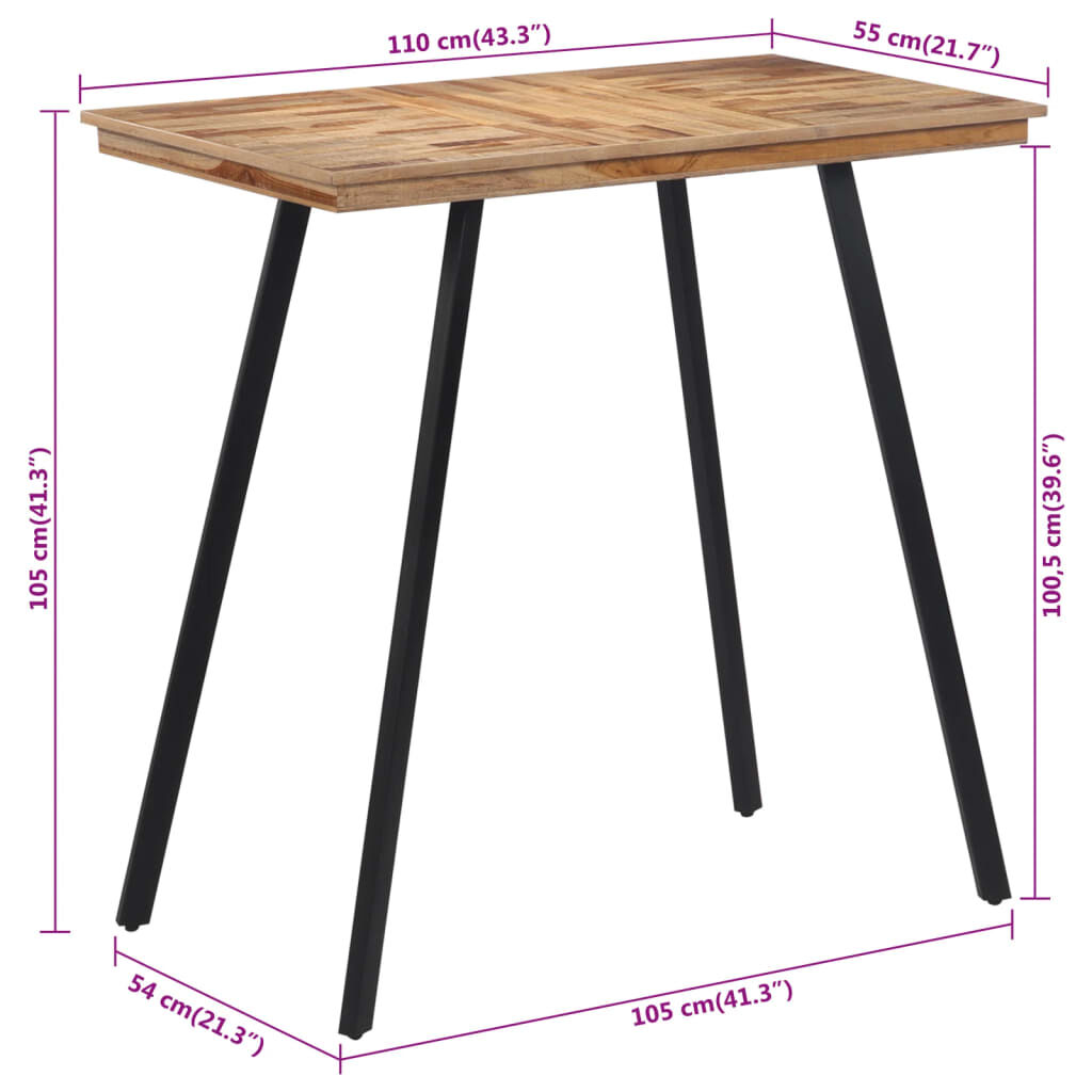 vidaXL Τραπέζι Μπαρ 110 x 55 x 105 εκ. από Μασίφ Ξύλο Teak
