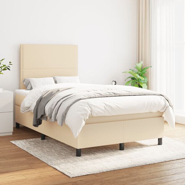 vidaXL &Kappa;&rho;&epsilon;&beta;ά&tau;&iota; Boxspring &mu;&epsilon; &Sigma;&tau;&rho;ώ&mu;&alpha; &Kappa;&rho;&epsilon;&mu; 120x190 &epsilon;&kappa;. &Upsilon;&phi;&alpha;&sigma;&mu;ά&tau;&iota;&nu;&omicron;