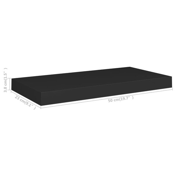 vidaXL Ράφι Τοίχου Μαύρο 50x23x3,8 εκ. MDF