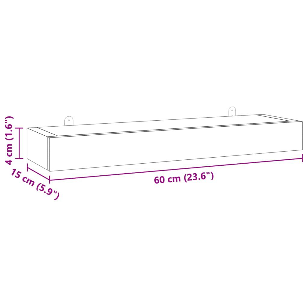 vidaXL Ράφια Τοίχου 2 τεμ. 60 x 15 x 4 εκ. από Μασίφ Ξύλο Teak