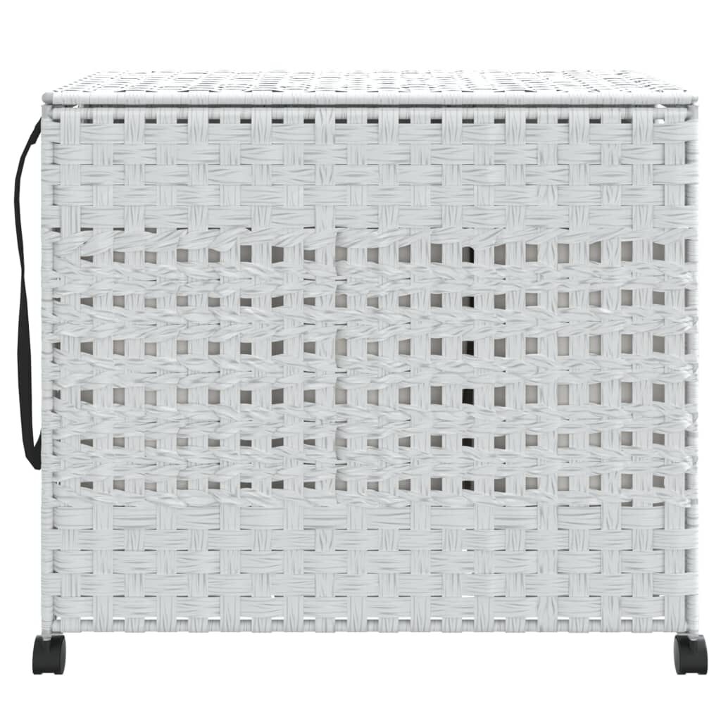 vidaXL Καλάθι Άπλυτων με Τροχούς Λευκό 66x35x60 εκ. από Ρατάν