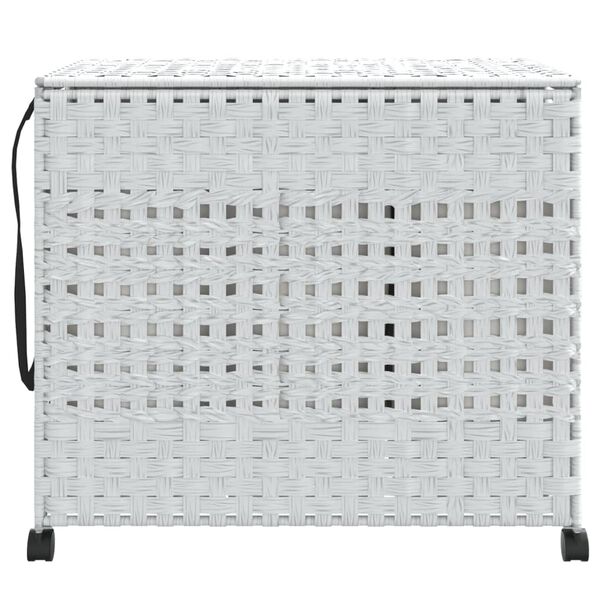 vidaXL Καλάθι Άπλυτων με Τροχούς Λευκό 66x35x60 εκ. από Ρατάν