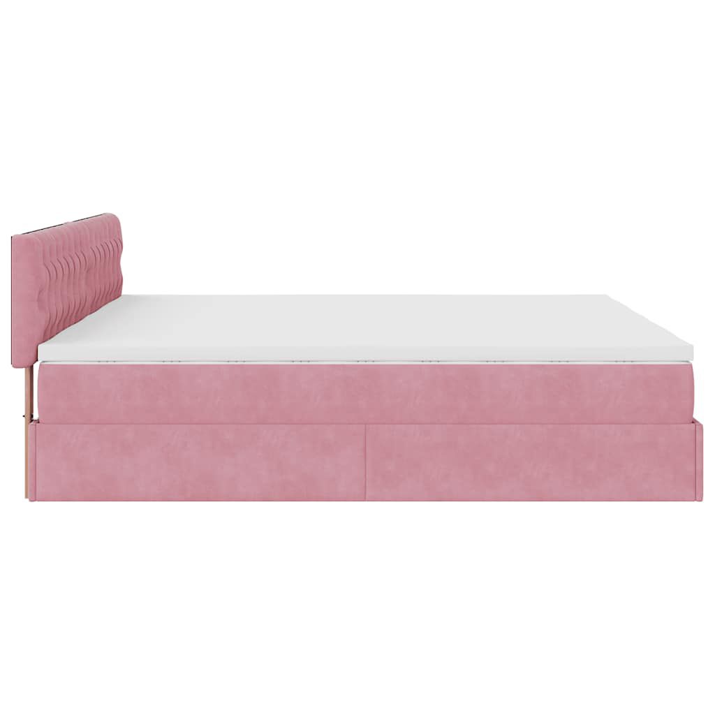 vidaXL Οθωμανικό κρεβάτι με στρώματα ροζ 200x200cm Velvet