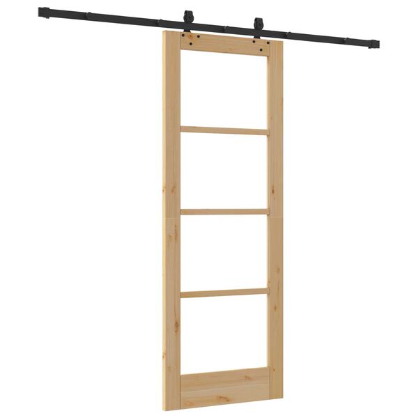 vidaXL Συρόμενη Πόρτα Καφέ 73.5 x 198.5 εκ. Ξύλο και μέταλλο